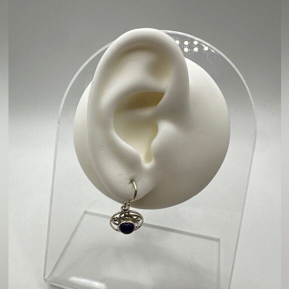 5mm amethyst cabochon dangle earrings in stamped sterling silver! - Picture 14 of 15